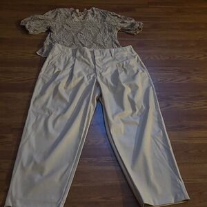 Cream Wide Leg Pants